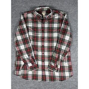 L.L. Bean Flannel Shirt Mens 2XLT Red Green Plaid Long Sleeve Button Down Chore